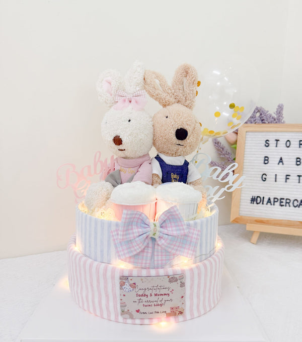 Twins Set 020 - One Tier Diaper Cake