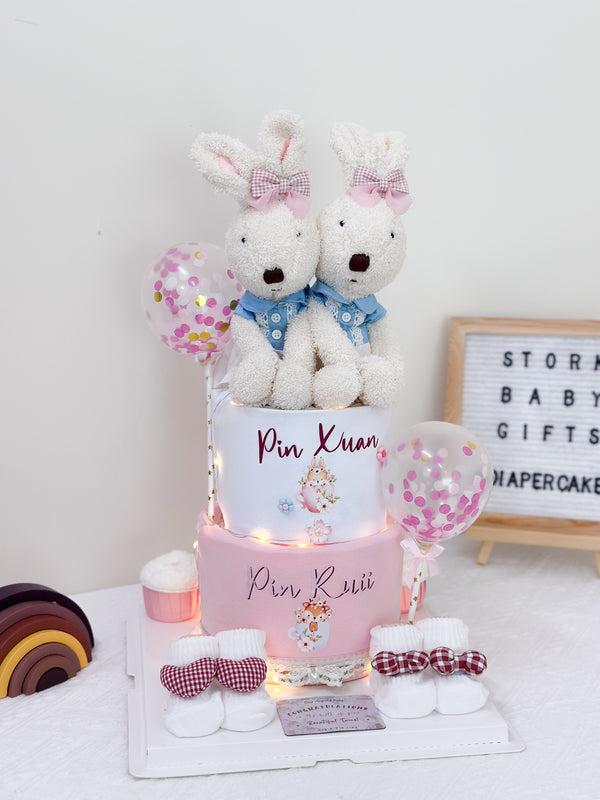 Twins Set 03 - Two Tier Diaper Cake