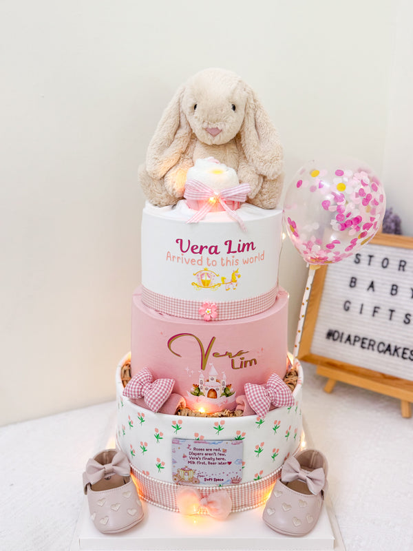 3-Tiers Diaper Cake w Soft Toy (By Request only)