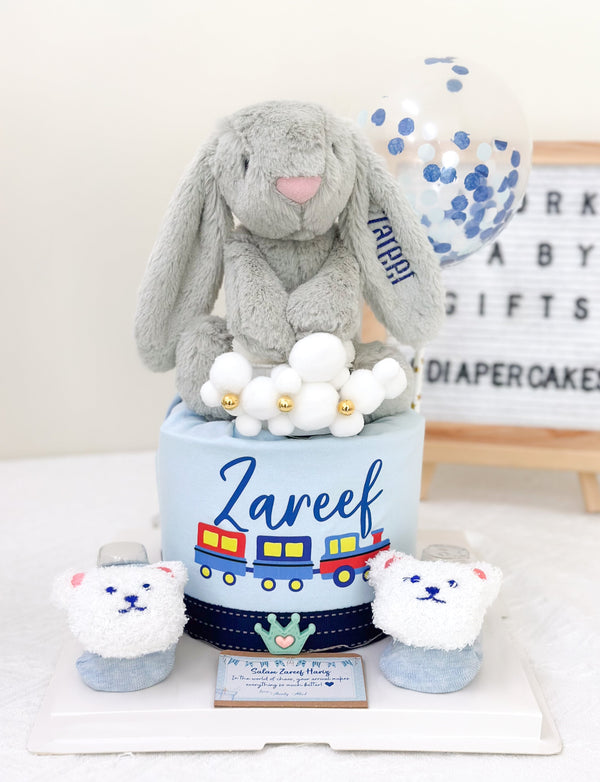 Mini Diaper Cake - Mini056 [Grey Bunny]